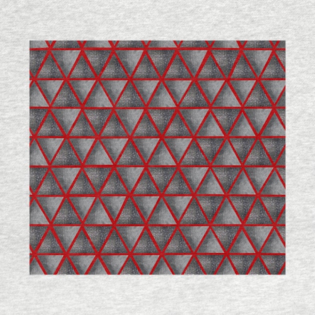 Abstract seamless pattern with ultimate grey and shining grey watercolor triangles on red background. Best for the print, fabric, poster, wallpaper, cover and packaging, wrapping paper. by Olesya Pugach